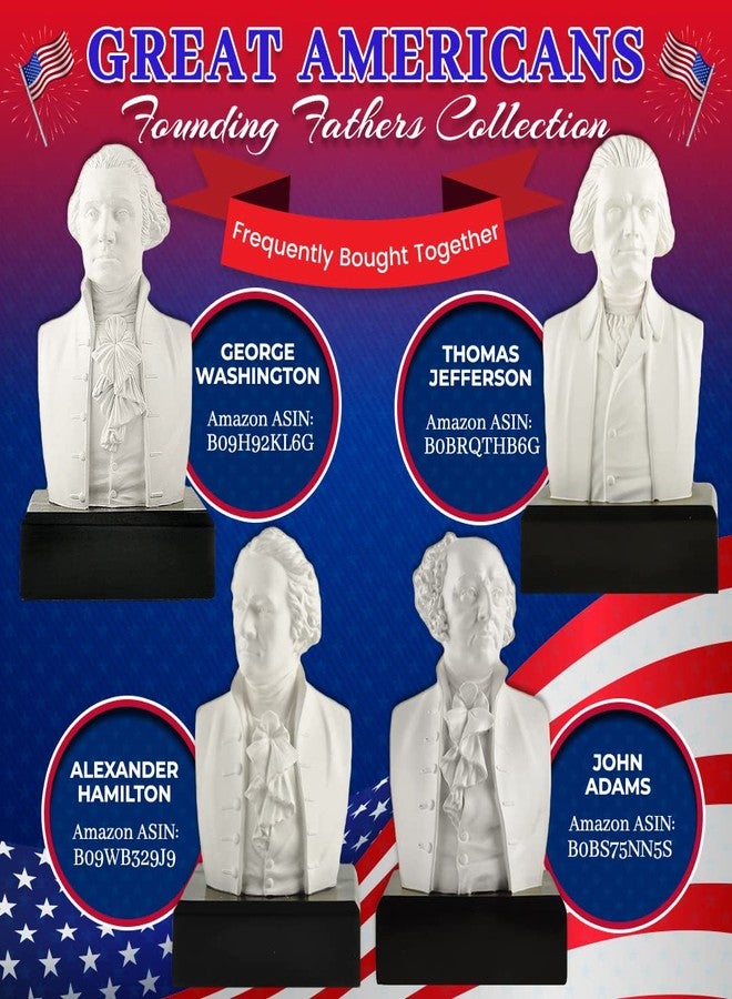 JFSM INC. Alexander Hamilton Founding Father Historical Bust Collectible Memorabilia - Great Americans Collection White - Image 4